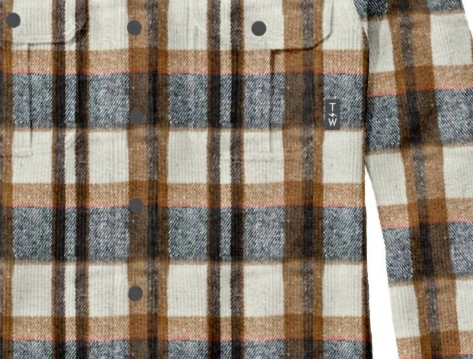 TINY WHALES Kid's Coastline Hooded Flannel Jacket in black natural - item - detail view