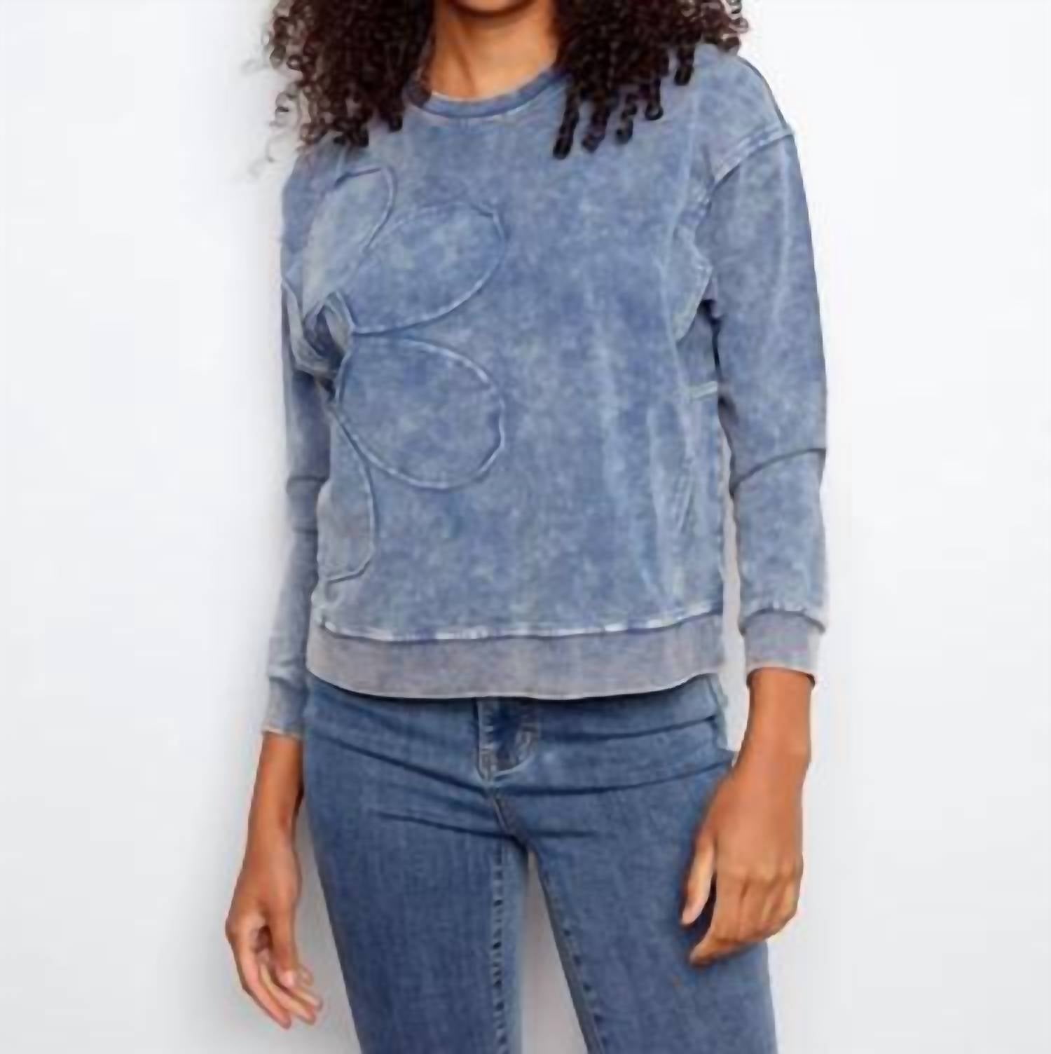 Charlie B - Flower Appliqué Long Sleeve Top