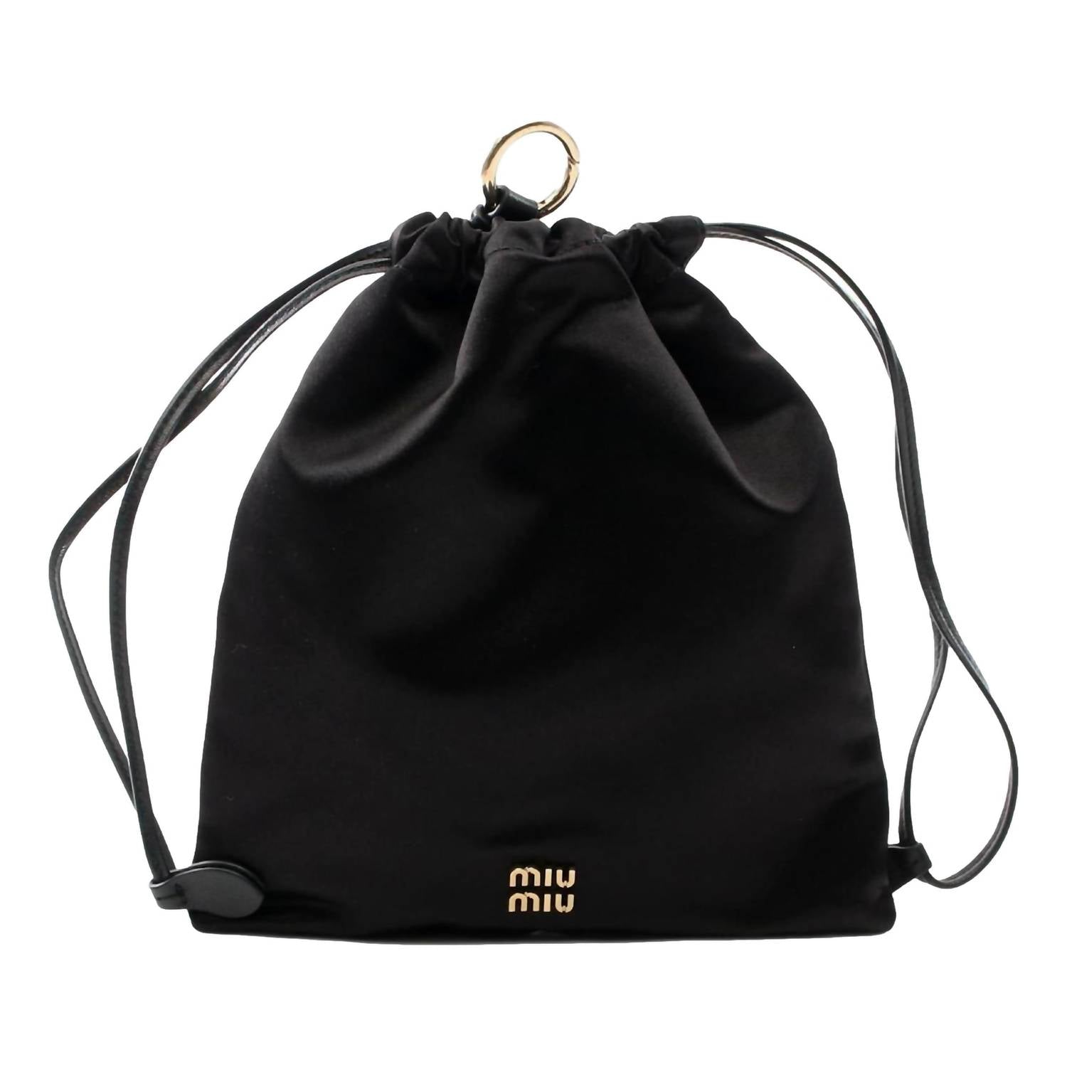 MIU MIU Women's Duchesse Satin Mini Pouch Bag in black - women's bag