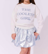 Lola + The Boys Coolest Girl Sparkle Sweatshirt in white - kids' shirt