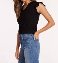 Mododoc - Sleeveless V Neck Ruffle Top