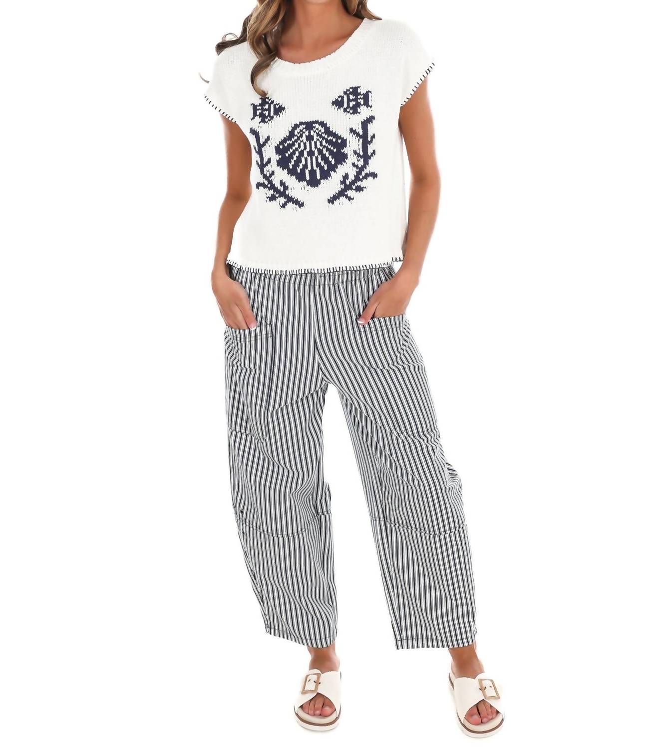 Blu Pepper - Women's Seaside Stitch Sweater