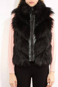 Metric Knits - Stand Collar Faux Fur Vest