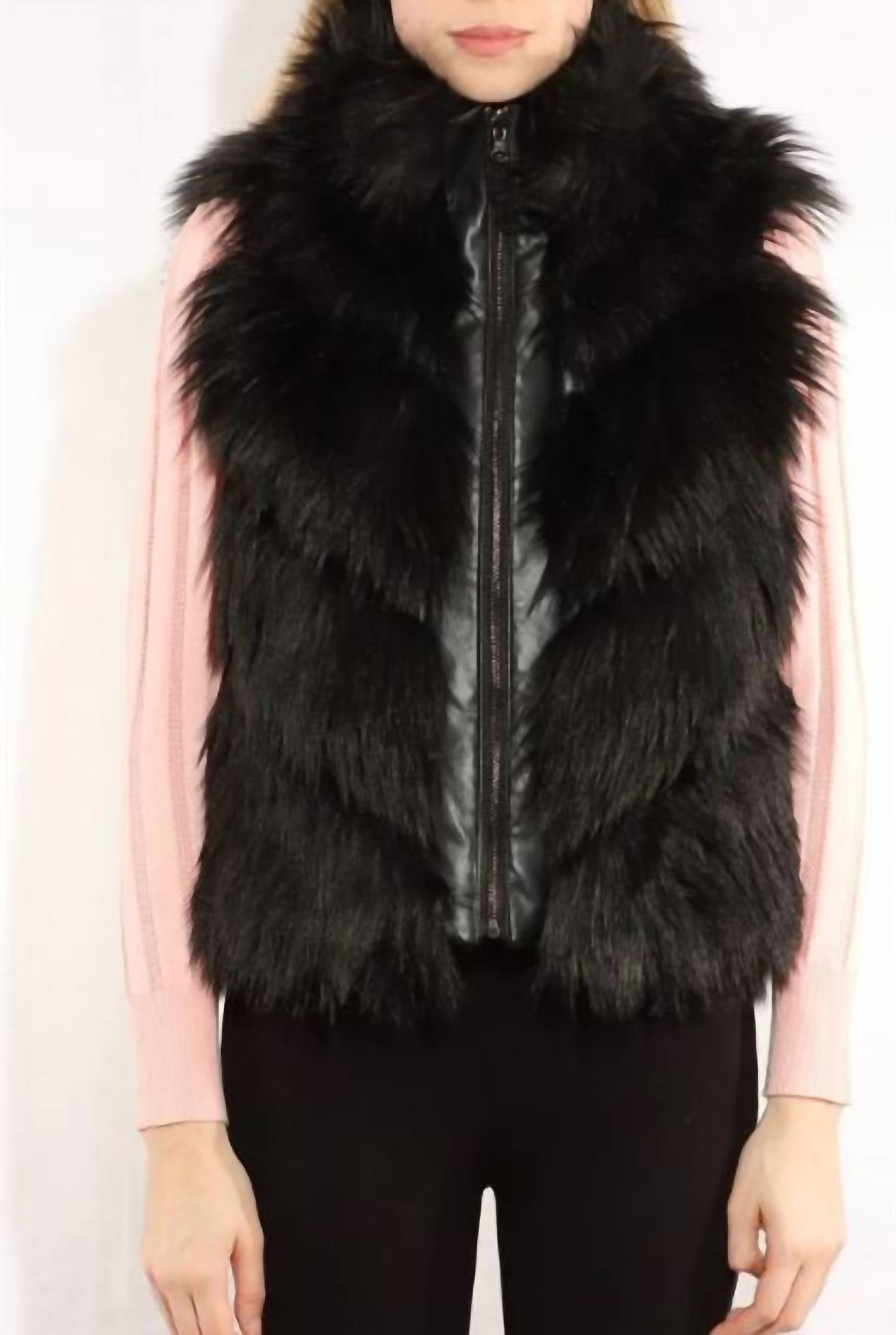 Metric Knits - Stand Collar Faux Fur Vest