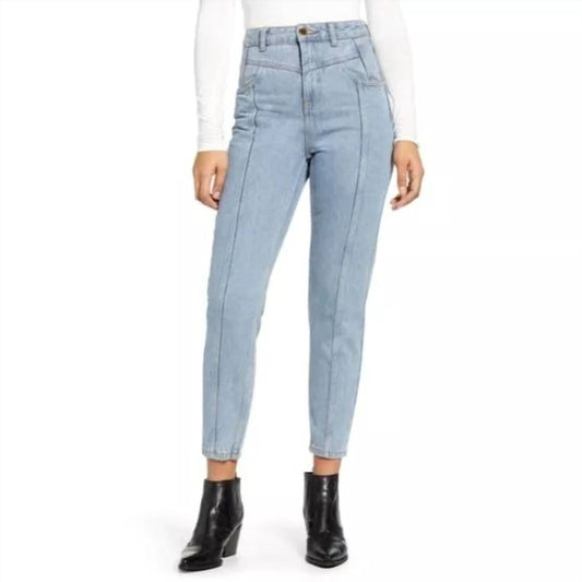 Topshop - Yoke Bleach High Rise Light Wash Mom Jeans