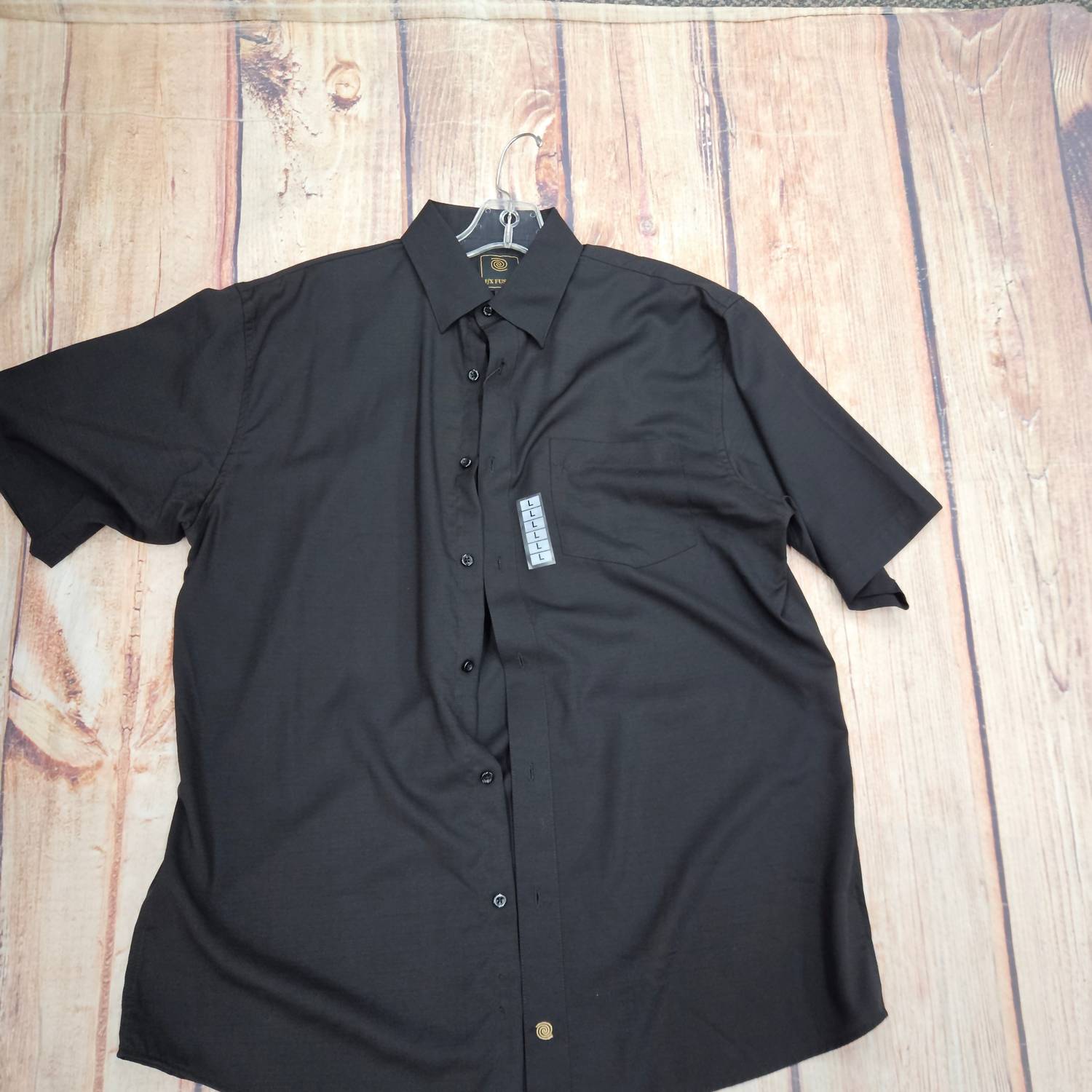 F/X Fusion Short Sleeve Button Up Shirt in black - men's shirt - detail view