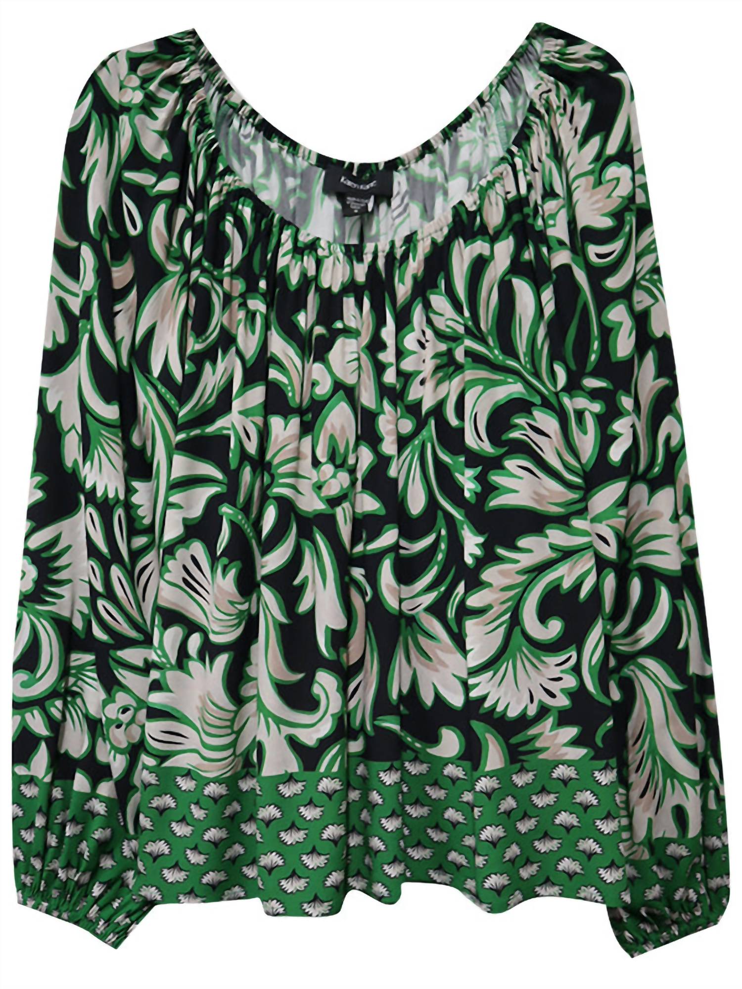 Karen Kane - Emerald Border Floral Print Blouse