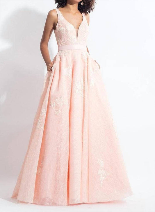 Rachel Allan - Textured Sleeveless Detail Prom Gown