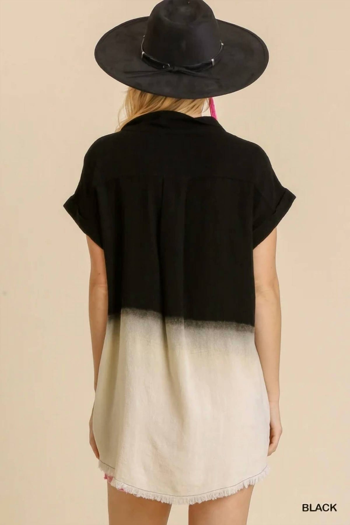 Umgee - Ellie Bleached Dip Dye Button Down Top