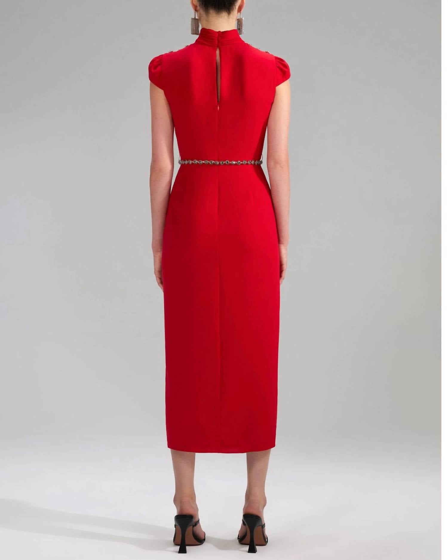 Self-Portrait - Crepe Ruched Midi Dress