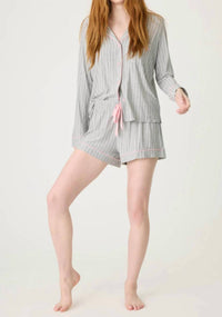 PJ Salvage Lazy Days Stripe Sleep Short in grey - women's shorts - view 4
