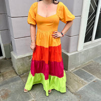 Flying Tomato - Color Block Solid Woven Maxi Dress