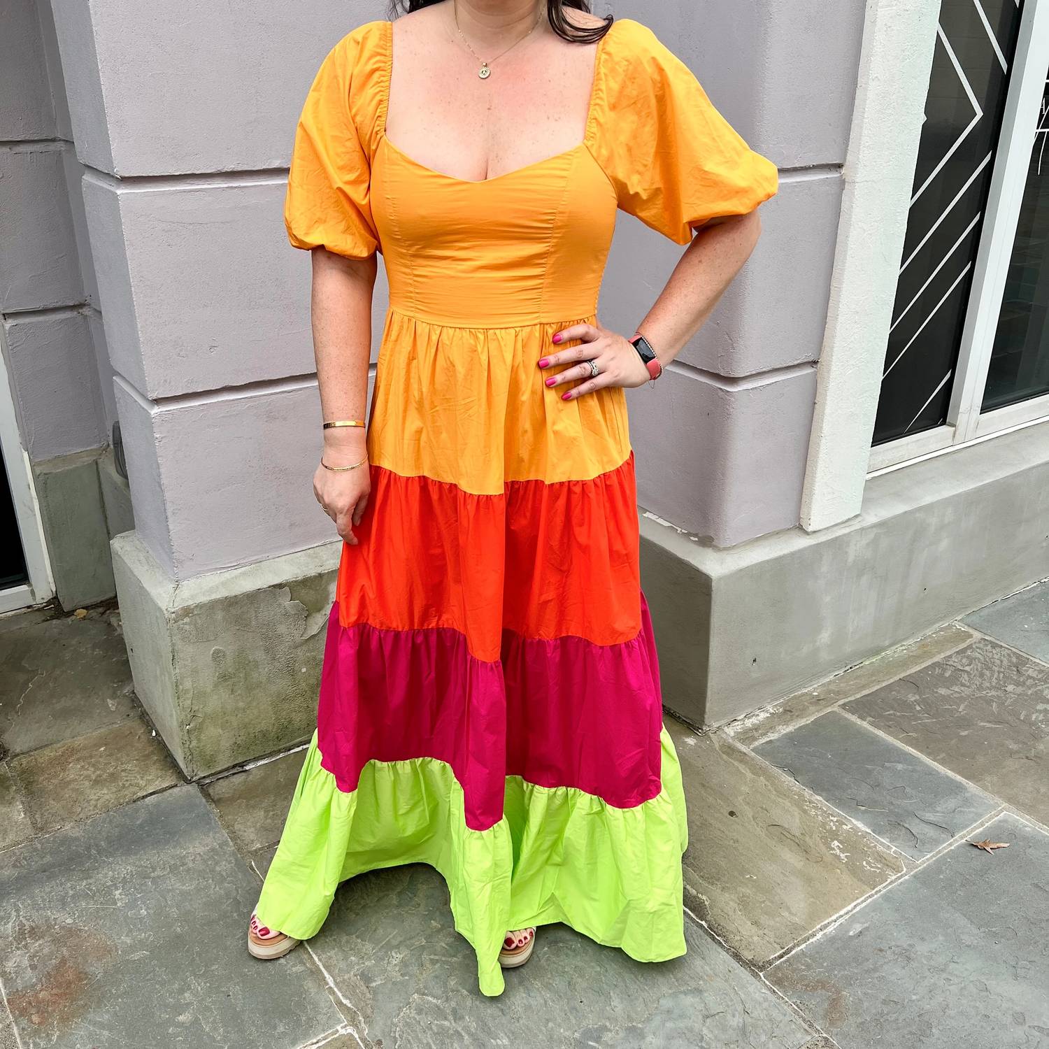 Flying Tomato - Color Block Solid Woven Maxi Dress