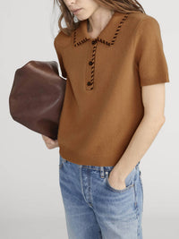 Frame - Leather Stitch Polo Shirt