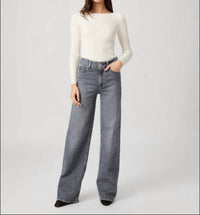Paige Sasha Wide Leg Jeans in smokey grey 1 - women's jeans