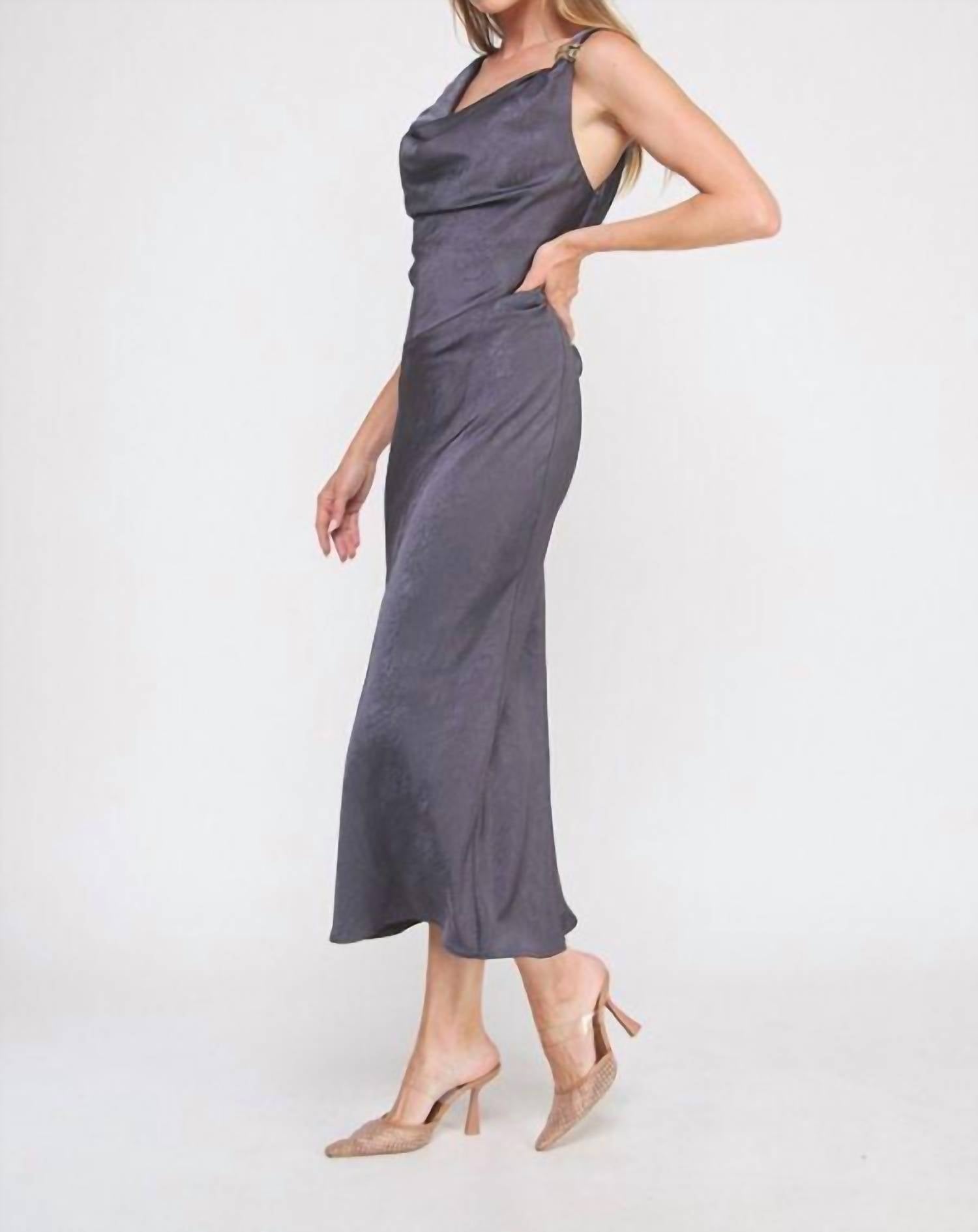 Allie Rose - Starlight Satin Cowl Midi Dress