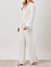 Maven West - Tie-Front Button-Down Blouse