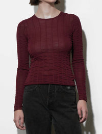 Greylin - Freya Sheer Textured Mesh Long Sleeve Top