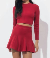 Adelyn Rae - Eleanor Godets Rib Knit Mini Skirt