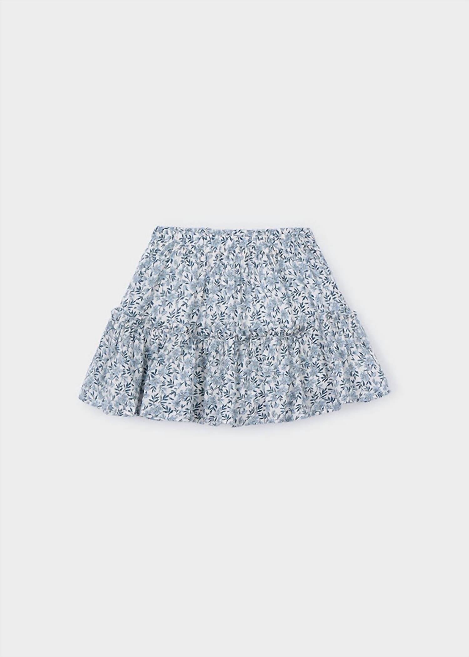 Mayoral Kid's Floral Printed Mini Skirt in sky blue - kids' skirt