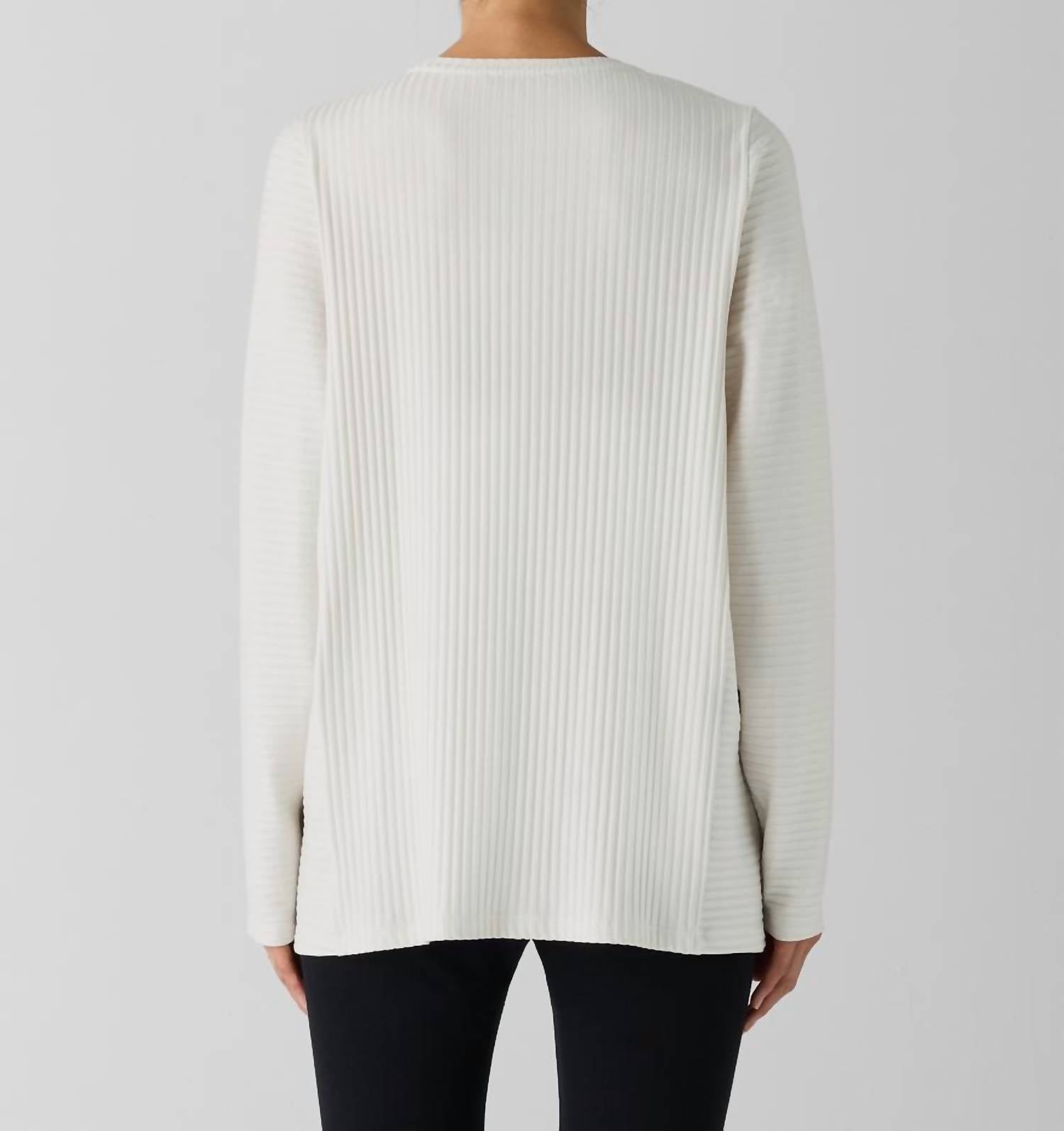 Eileen Fisher - Textured Stretch Rib Round Neck Long Sleeve Top