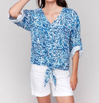 Charlie B - Printed Front Tie Top