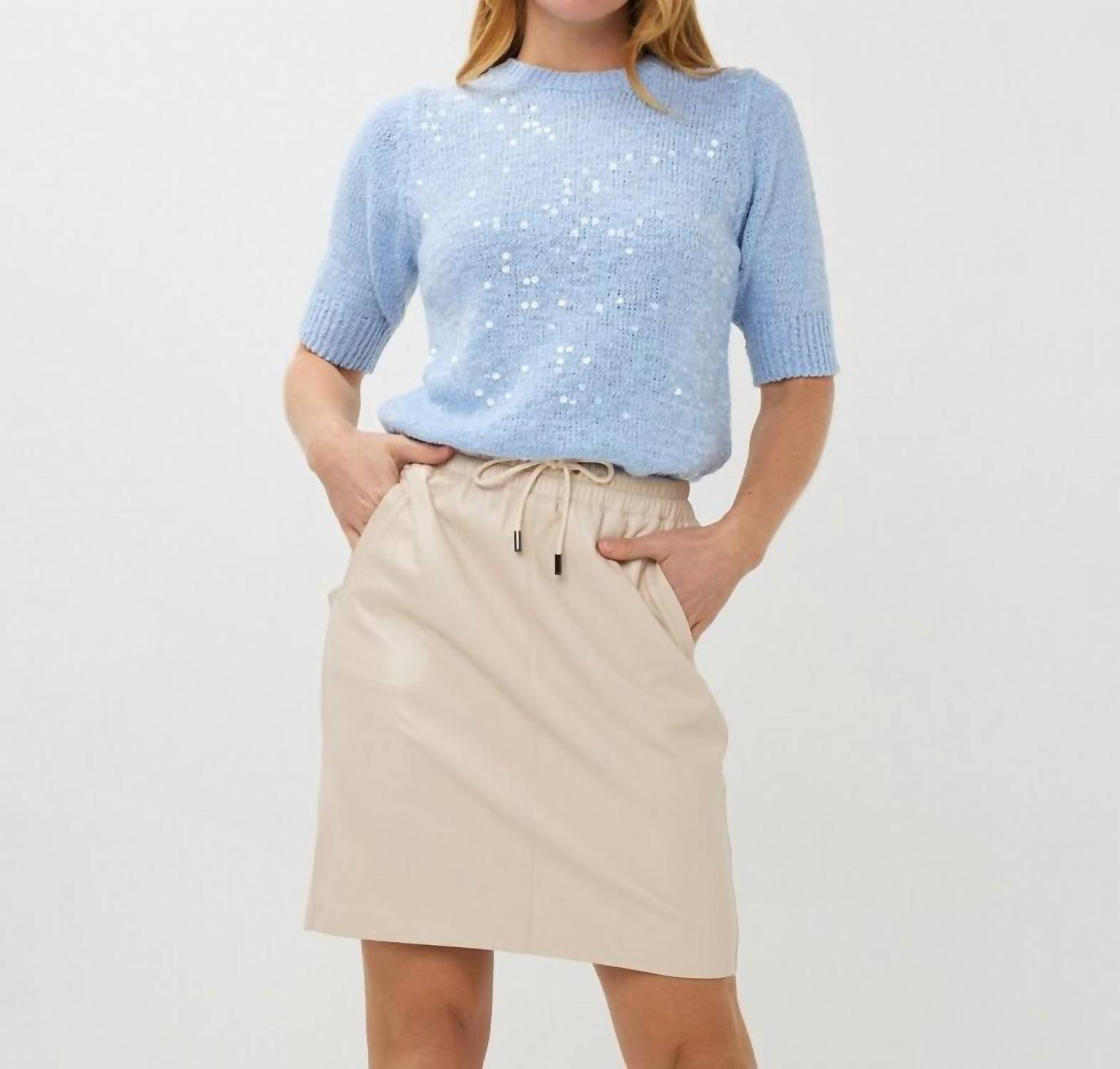ESQUALO Senta Sequins Sweater in sky blue - women's sweater