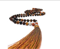Jacqueline Kent - Women's Tiger's Eye Rudrasksha Mala Beads Necklace