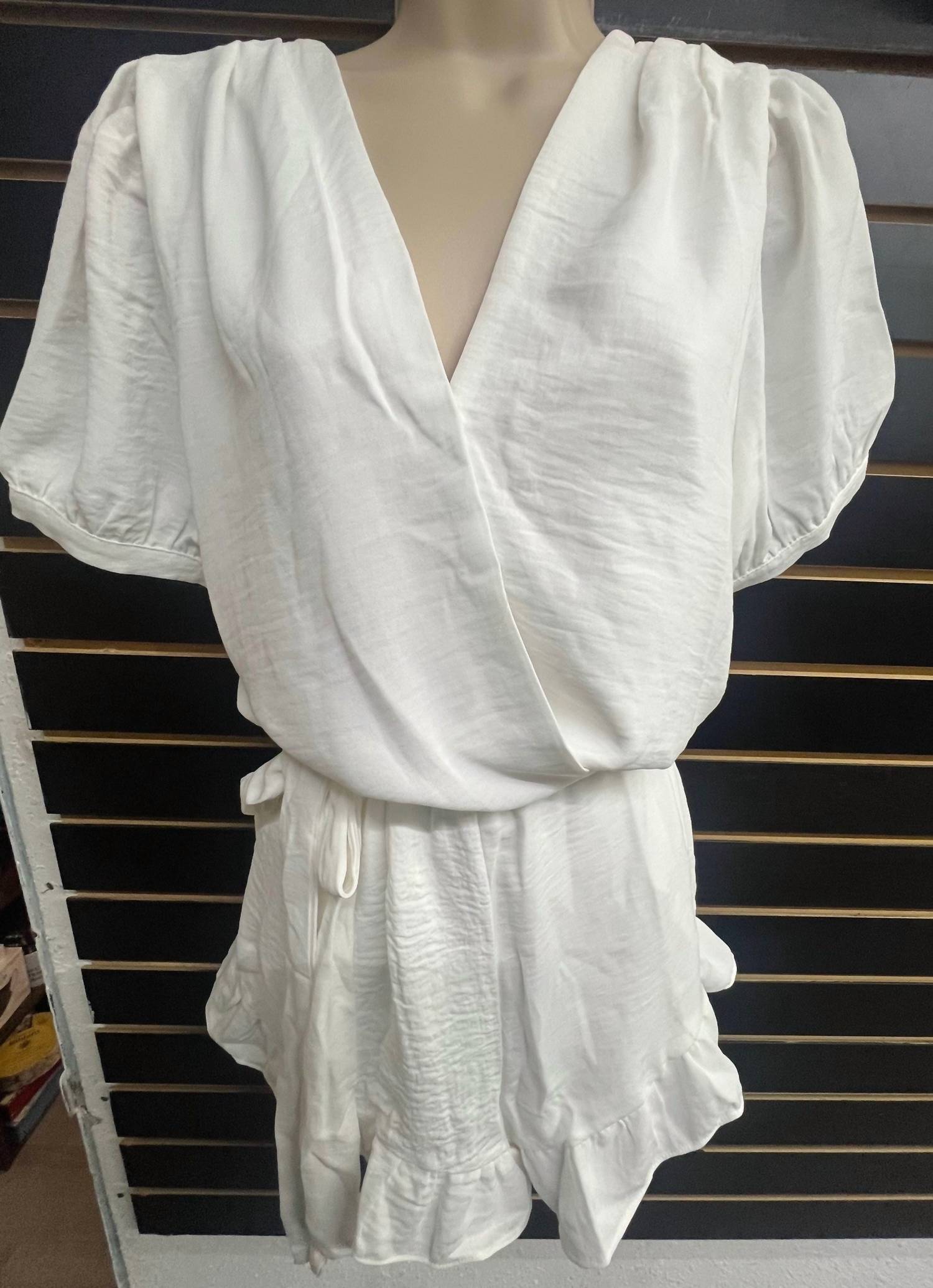ee:some Women's Chic Tie Waist Romper in ivory - women's pants