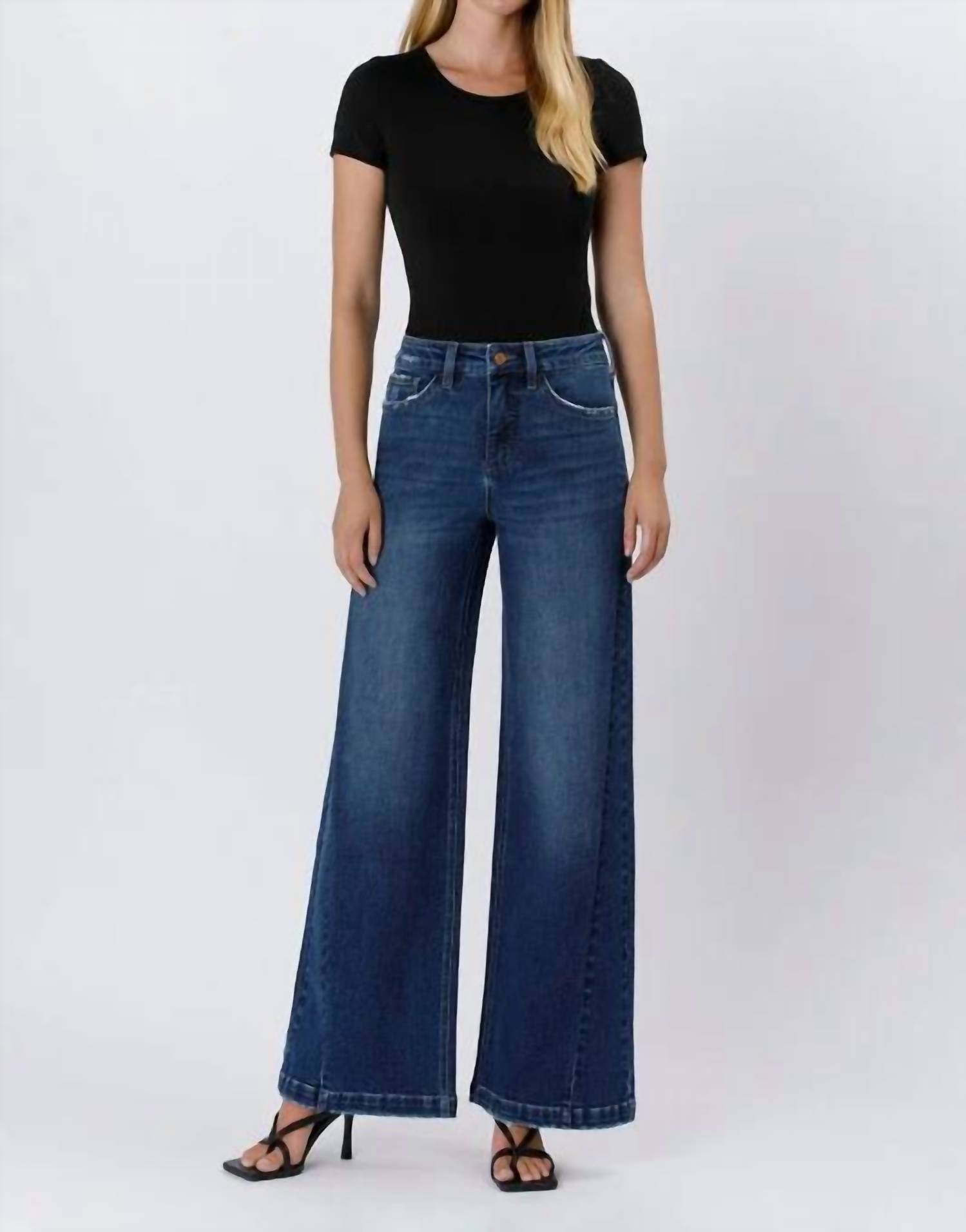 Lovervet - Tummy Control High Rise Wide Leg Jeans
