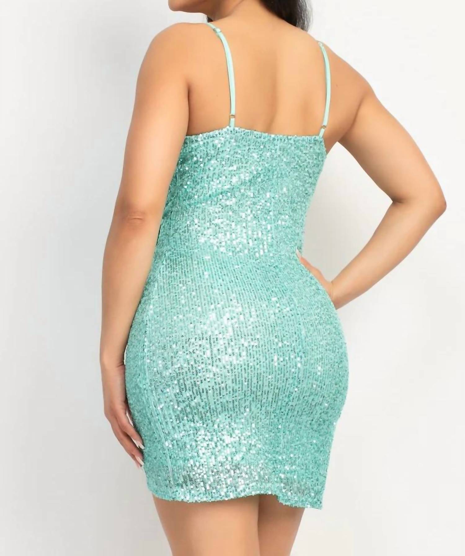 Iris - Sequin-studded Wrap Surplice Dress