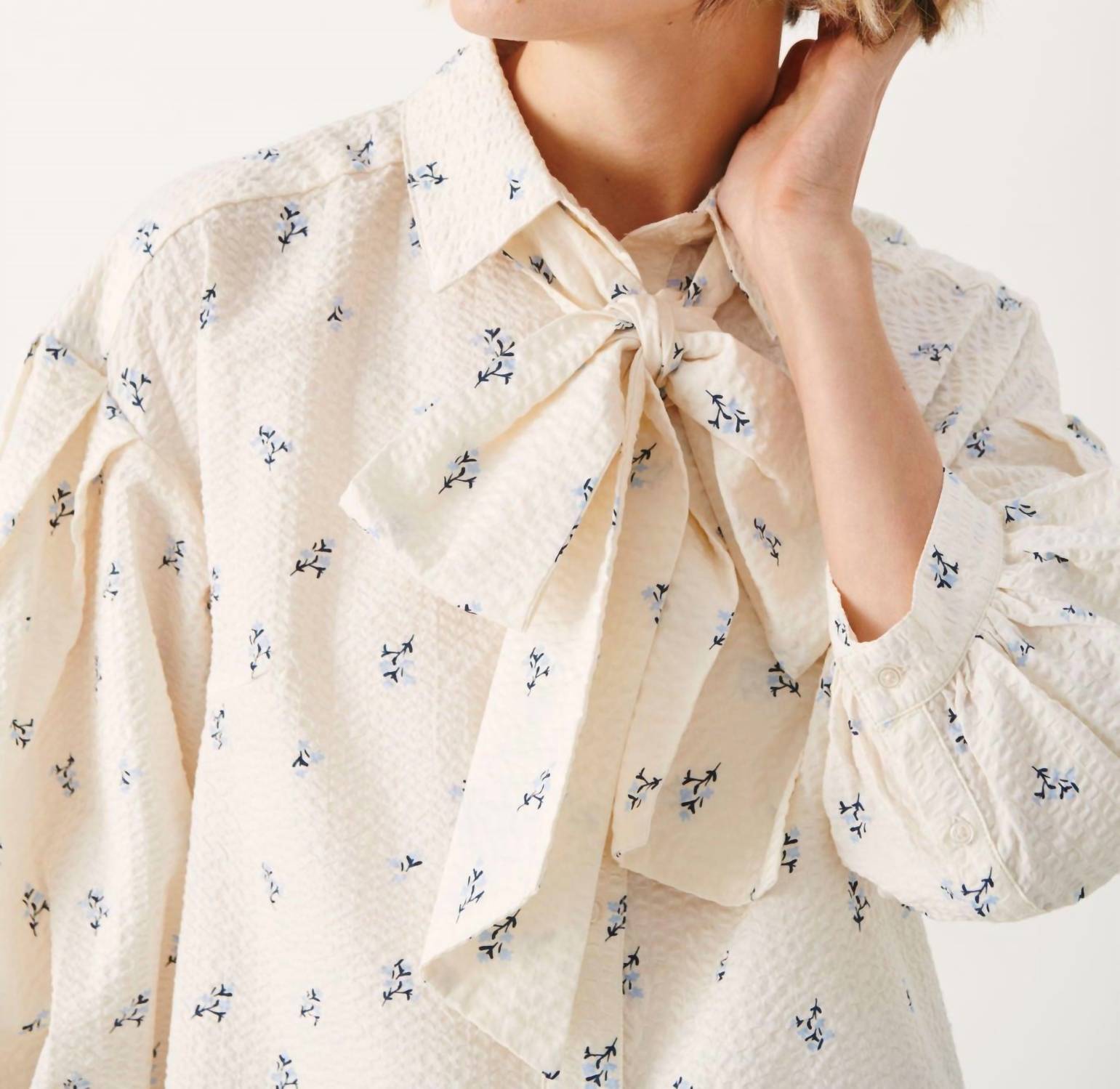 Part Two - Ninea Textured Tie Neck Blouse