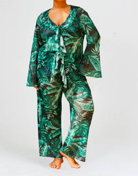 Fashion Szn Curve - Palm Print Wide Leg Resort Trouser - Plus