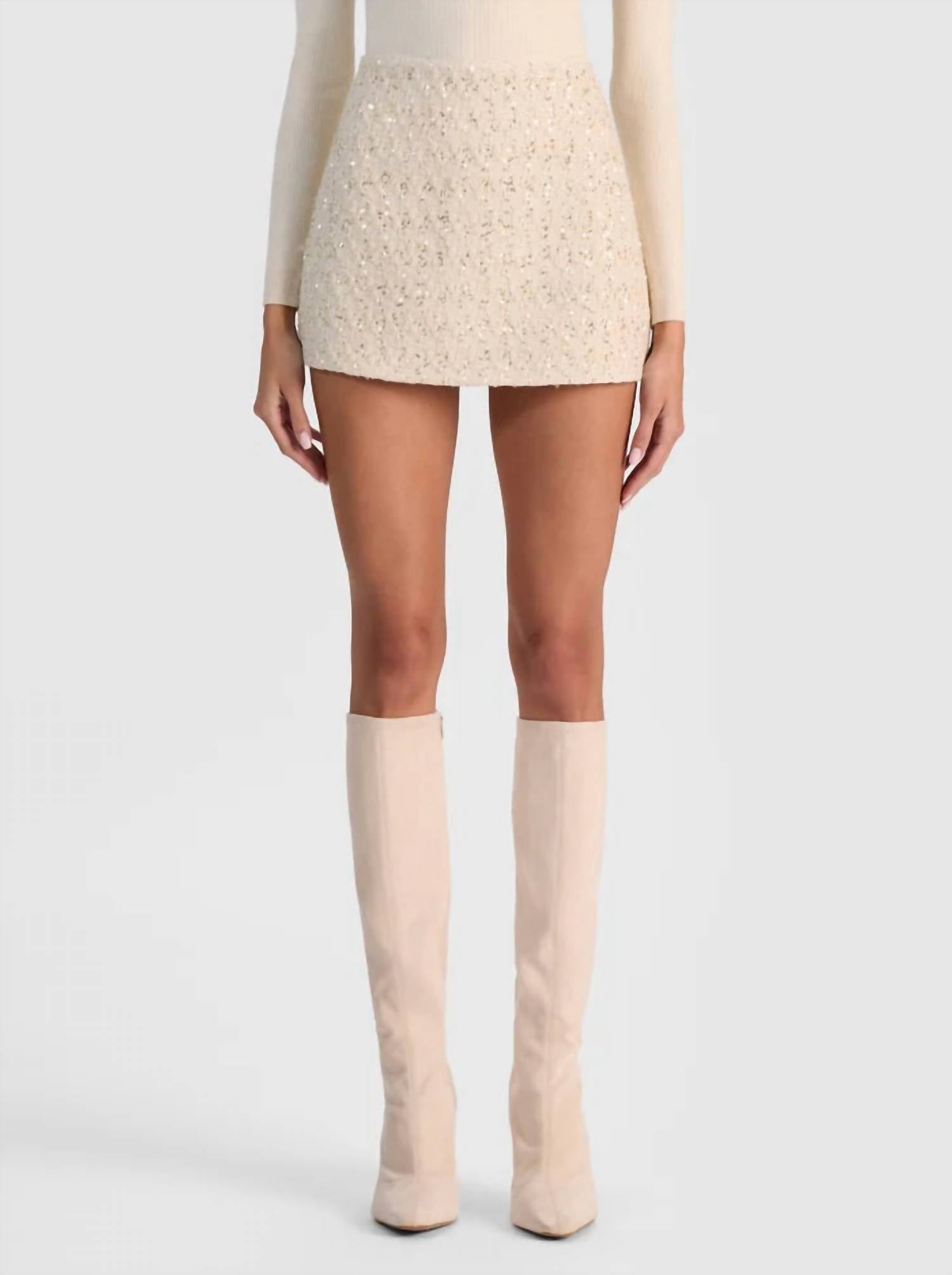 Alice + Olivia - Rubi Embellished Tweed Mini Skirt