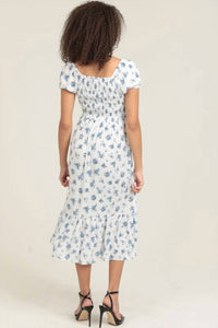 Angie - Floral Short Sleeve Midi Dress