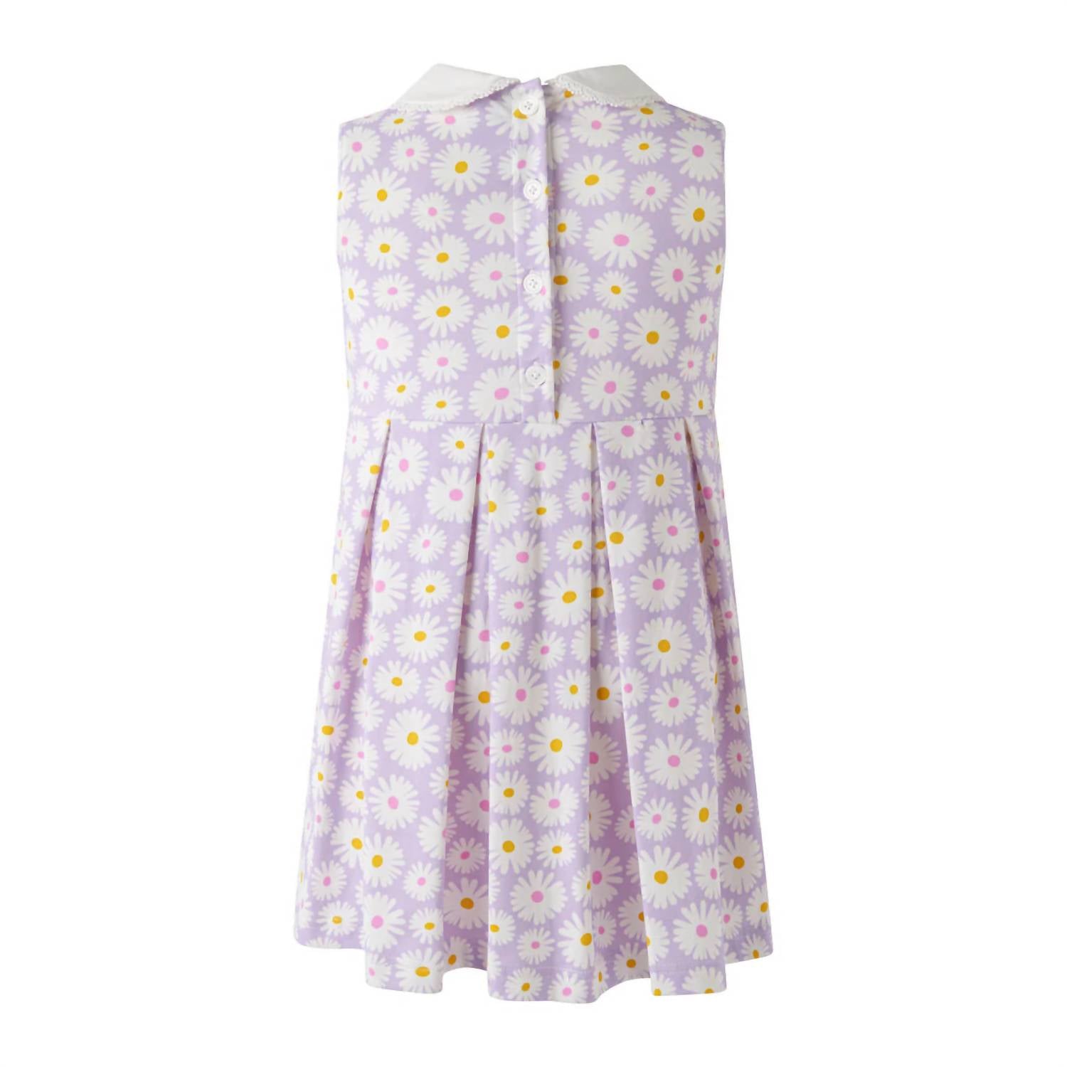 Rachel Riley Girls Daisy Jersey Dress in purple - kids' dress - detail view