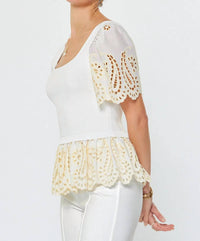 Current Air - Delicate Darling Mixed Media Woven Combo Top