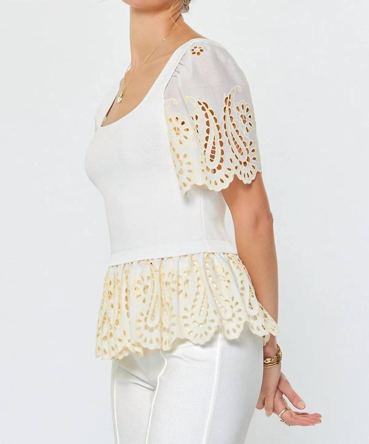 Current Air - Delicate Darling Mixed Media Woven Combo Top