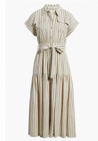 Zoe And Claire - Belted Linen Midi Shirtdress