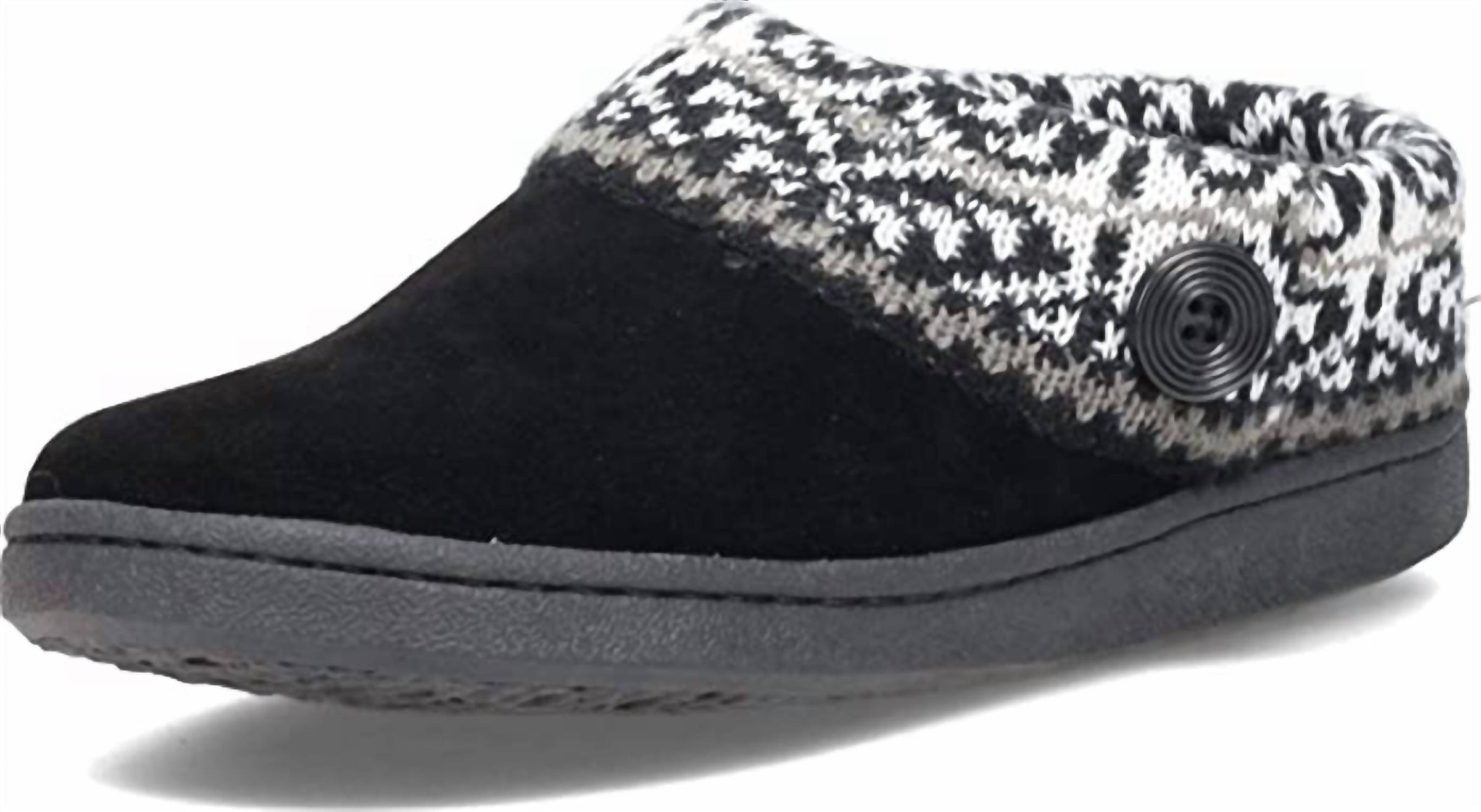 Clarks - Women's Fairisle Slip On Scuff Sweater Fur Collar Winter Slippers