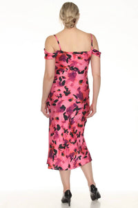 Joseph Ribkoff - Floral Cold Shoulder Satin Midi Dress