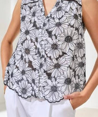 Tribal - Sleeveless Button Front Blouse