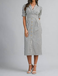 MABLE Bianca Dress in blue stripe - women's dress