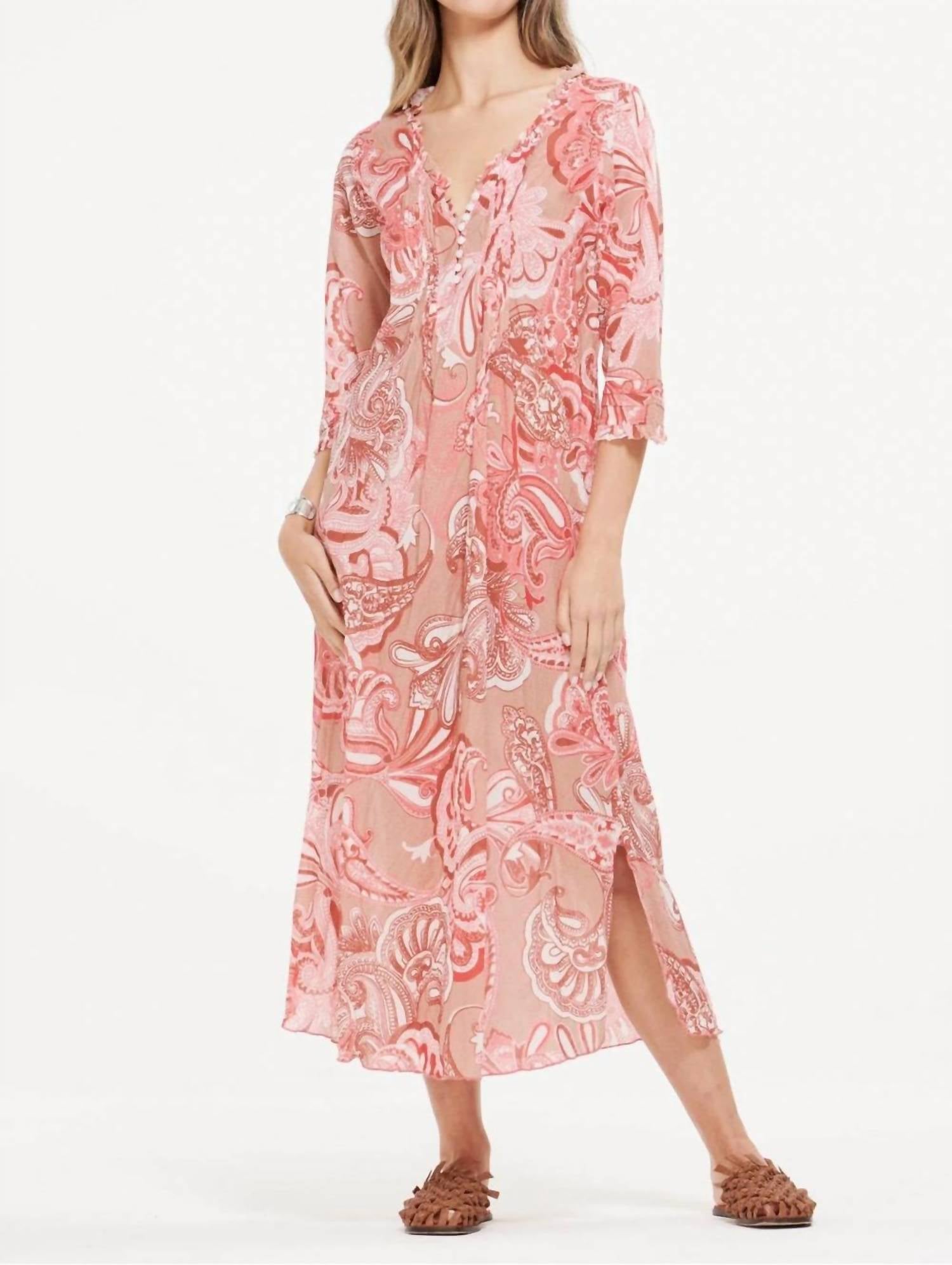 oneseason Amalfi Long Poppy Midi Dress in terracotta - women's dress
