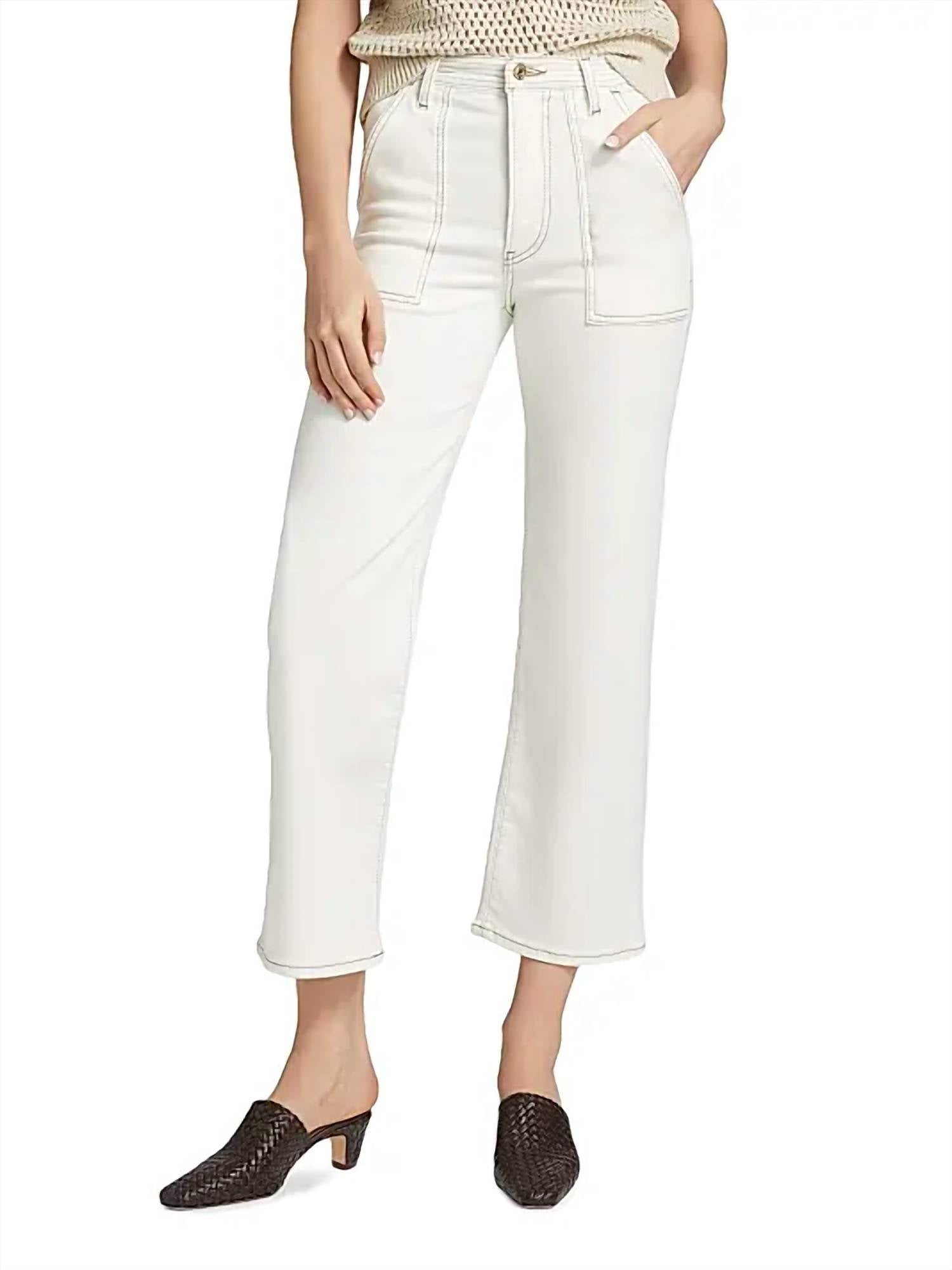 Frame - Trapunto High Waist Ankle Straight Leg Jeans