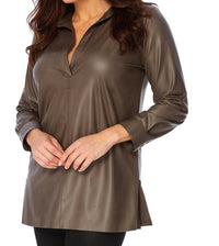 Angel Apparel - Vegan Leather V-neck Blouse