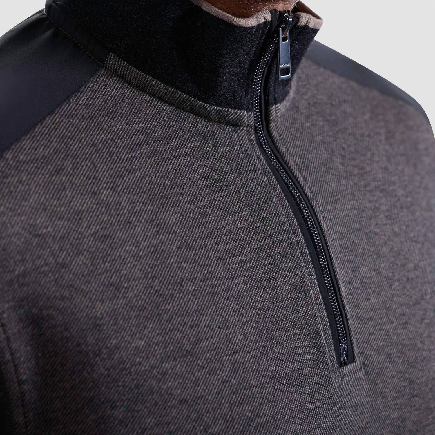 Bugatchi Uomo - Diagonal Stripe Melange Quarter Zip