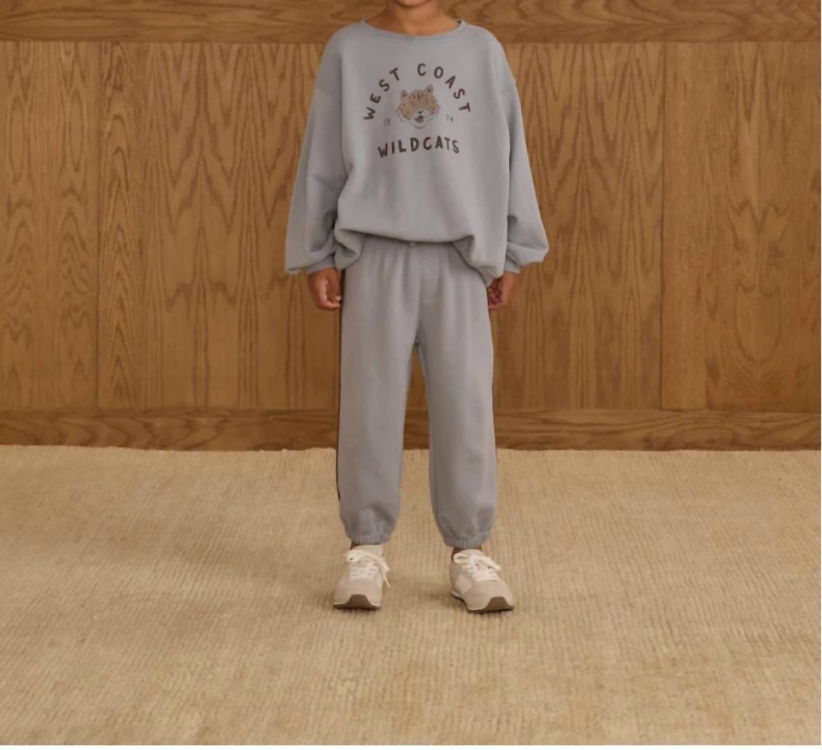 Rylee + Cru Boy's Relaxed Jogger in dusty blue - kids' joggers - alternate view