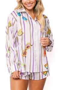 Queen Of Sparkles - Sunglasses Cotton Button Up Top