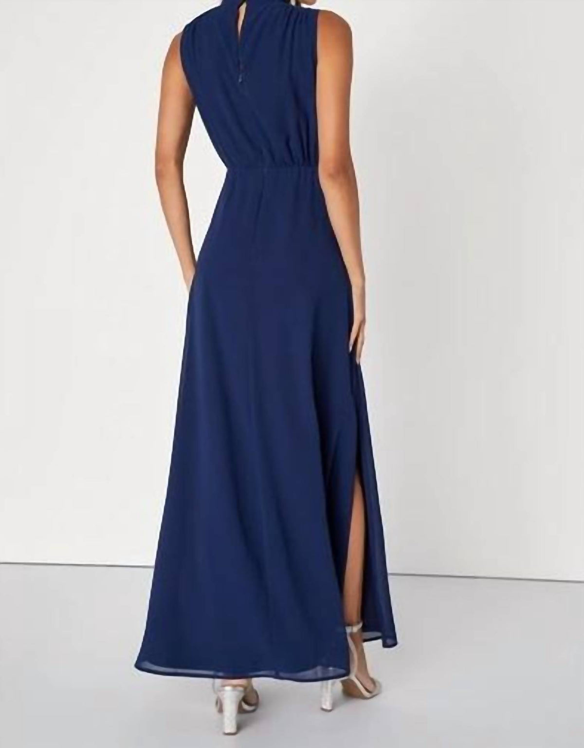 Lulus - Classic Elegance Chiffon Sleeveless Mock Neck Maxi Dress